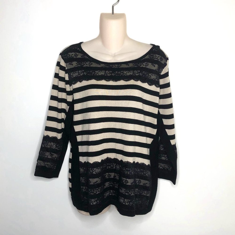 The Limited | Striped Sweater with Lace